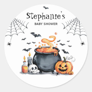 Trendy Halloween Spooky Baby Shower Classic Round Sticker