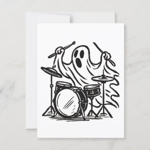 Trendy Halloween Spooky boo ghost Playing Drums  Postcard