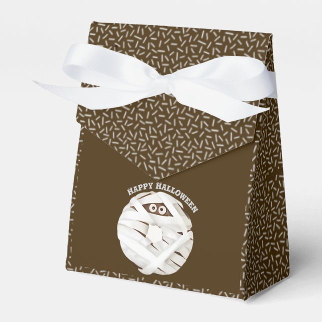 Trendy Halloween Spooky Brown Boo Ghost Doughnut  Favour Box (Front Side)