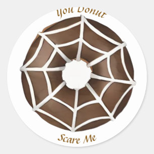 Trendy Halloween Spooky Brown Spider Web Doughnut Classic Round Sticker