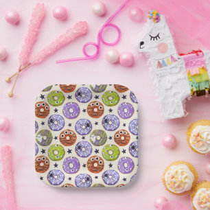 Trendy Halloween Spooky Doughnuts Party Paper Plate