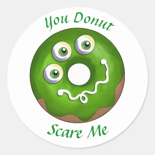 Trendy Halloween Spooky Green Monster Eyes Doughnu Classic Round Sticker (Front)