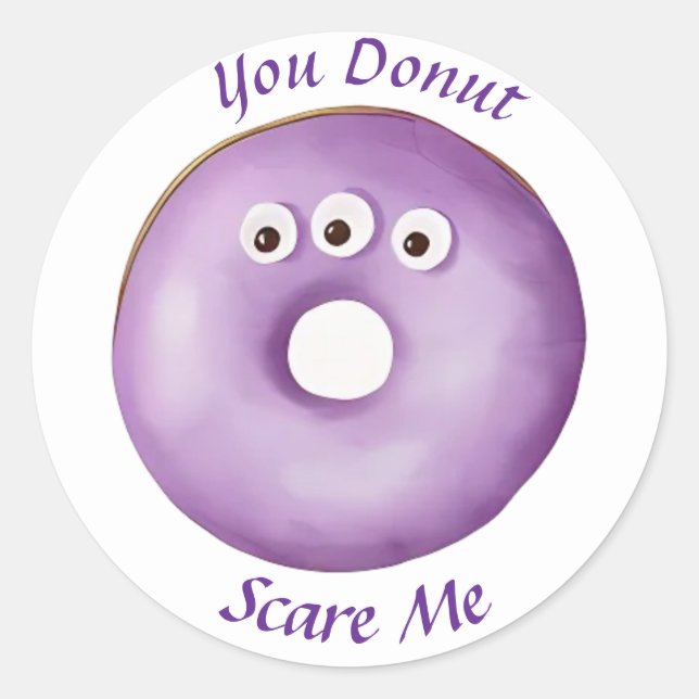 Trendy Halloween Spooky Purple Monster Eyes Doughn Classic Round Sticker (Front)