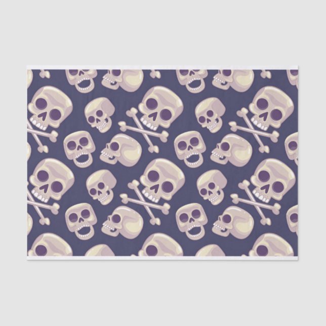 Trendy Halloween Spooky Skulls Decoupage Print Tissue Paper (Front)