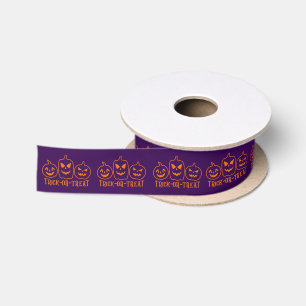 Trendy Halloween Trick Or Treat Pumpkin Satin Ribbon