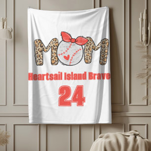 Trendy Hand drawn Baseball Mum Personalised Fleece Blanket