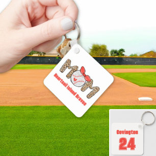 Trendy Hand drawn Baseball Mum Personalised Key Ring