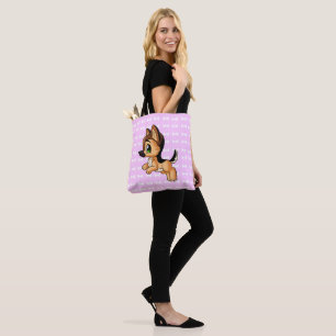 Trendy Hand Drawn Dog Pink Tote Bag   Both Sides