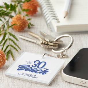 Trendy Hand Drawn Doodle 30 Is A Beach Birthday Key Ring