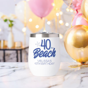 Trendy Hand Drawn Doodle 40 Is A Beach Birthday