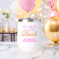 Trendy Hand Drawn Doodle 50th Beach Birthday