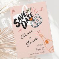 Trendy Hand Drawn Peach Scribble Fun Save the Date