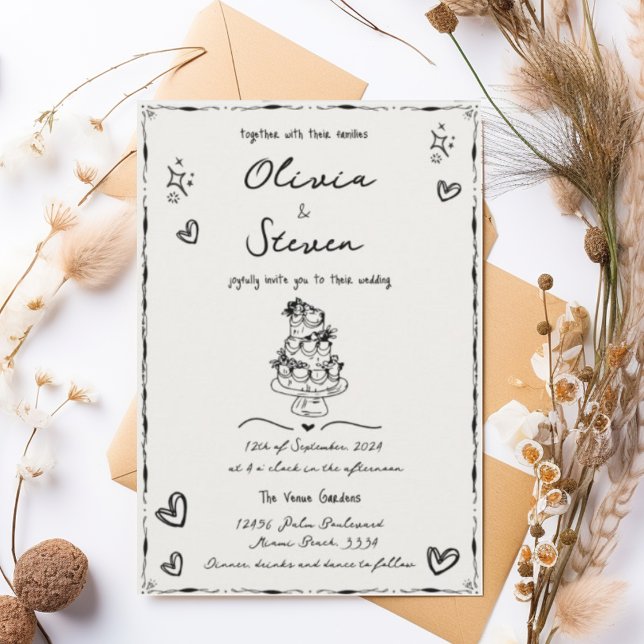 Trendy Hand Drawn Quirky Scribble  Invitation (Creator Uploaded)