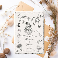 Trendy Hand Drawn Scribble Fun Save the Date