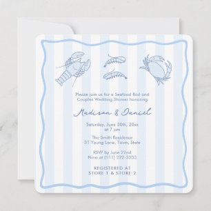 Trendy Hand-Drawn Seafood Boil Wedding Shower Invitation