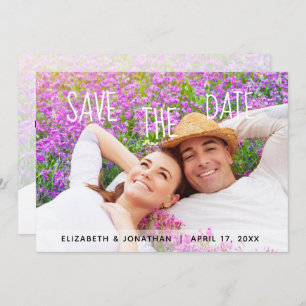 Trendy Hand Lettered Photo Save The Date Invitation