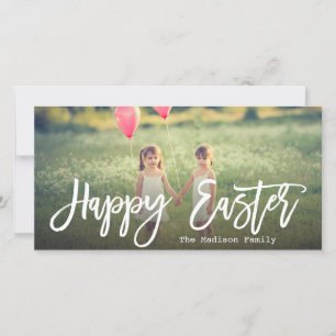 Trendy Hand Lettered Script   Easter Photo Holiday Card
