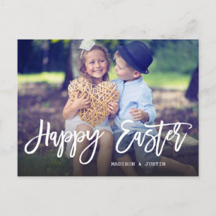 Trendy Hand Lettered Script   Easter Photo Holiday Postcard
