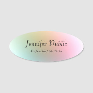 Trendy Hand Script Text Elegant Colourful Template Name Tag