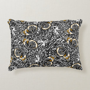 Trendy hand sketch butterflies flying blending wit decorative cushion
