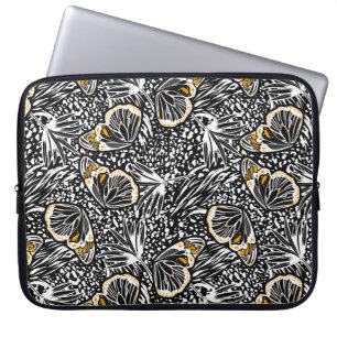 Trendy hand sketch butterflies flying blending wit laptop sleeve