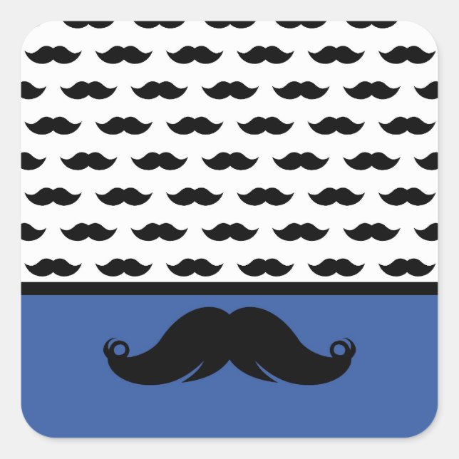 Trendy Handlebar Moustache Moustache Stache Square Sticker (Front)