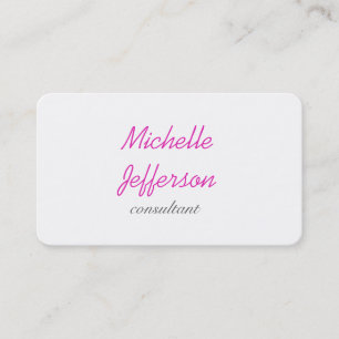 Trendy Handwriting Pink White Clean Business Card