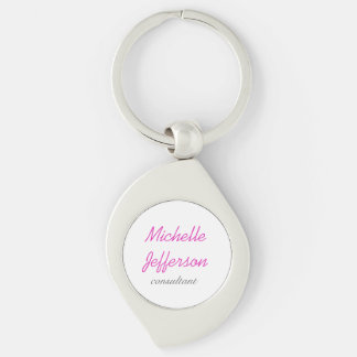 Trendy Handwriting Pink White Clean Key Ring