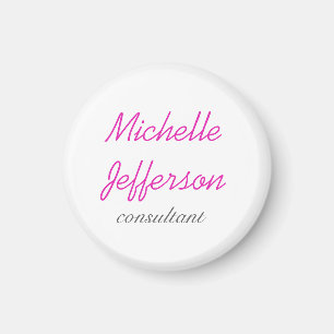 Trendy Handwriting Pink White Clean Magnet