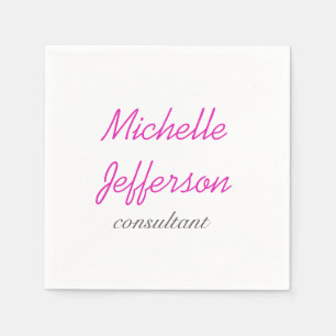 Trendy Handwriting Pink White Clean Napkin