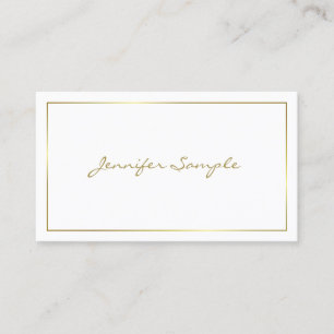 Trendy Handwritten Gold Script Glam Luxury Plain Business Card