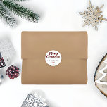 Trendy Handwritten Merry Christmas  Classic Round Sticker<br><div class="desc">Red Handwritten Merry Christmas Classic Round Sticker</div>