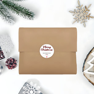 Trendy Handwritten Merry Christmas Classic Round Sticker