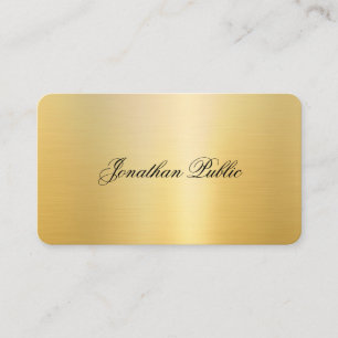 Trendy Handwritten Name Stylish Gold Look Modern Business Card