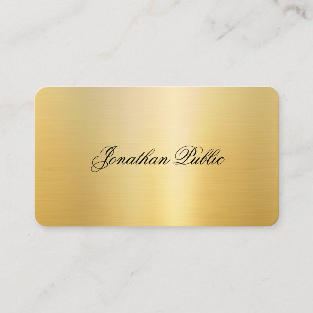 Trendy Handwritten Name Stylish Gold Look Modern Business Card (Front)