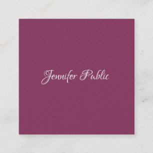 Trendy Handwritten Script Chic Minimalistic Luxury Square Business Card
