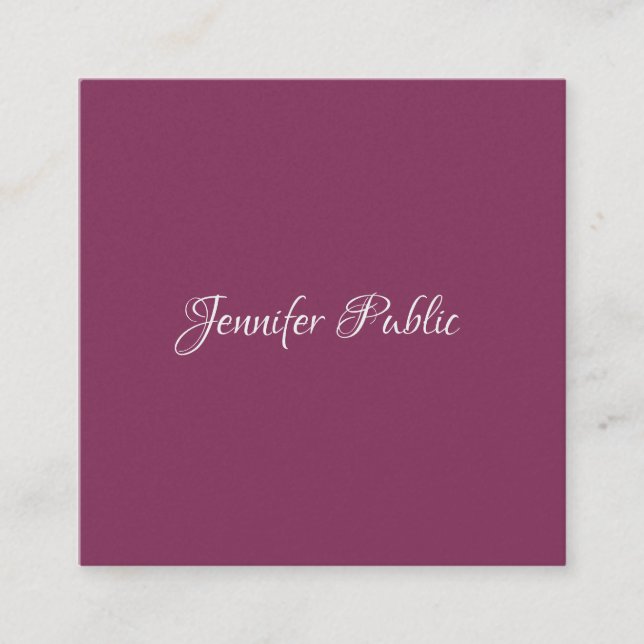 Trendy Handwritten Script Chic Minimalistic Luxury Square Business Card (Front)