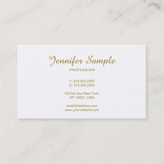 Trendy Handwritten Script Gold Calligraphy Luxury Business Card (Front)