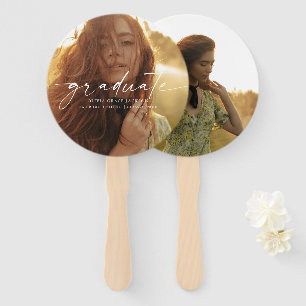Trendy Handwritten Script Graduation Photo Hand Fan
