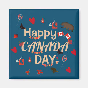 Trendy Happy Canada Day Blue Magnet
