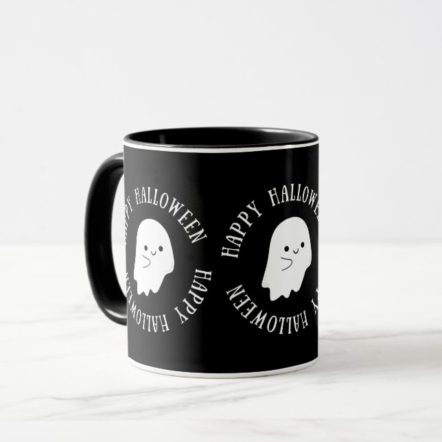 Trendy Happy Halloween Cute Ghost Classic Mug (Front Left)