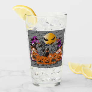 Trendy Happy Halloween Grey Gnome Glass
