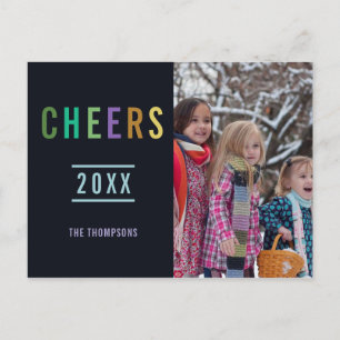 Trendy Happy Holidays Family greeting photo Announcement Postcard
