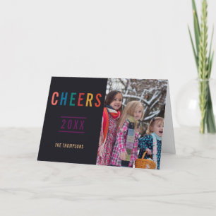 Trendy Happy Holidays Family greeting photo Holiday Card