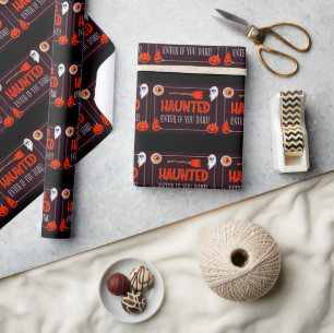 Trendy Haunted Halloween Quote Gift Wrapping Paper