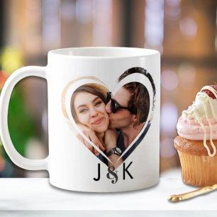 Trendy Heart Couple Newlywed Family Photo Collage Coffee Mug