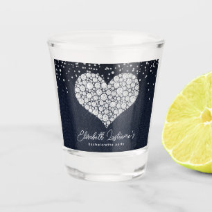 Trendy Heart Denim and Diamonds Bachelorette Party Shot Glass
