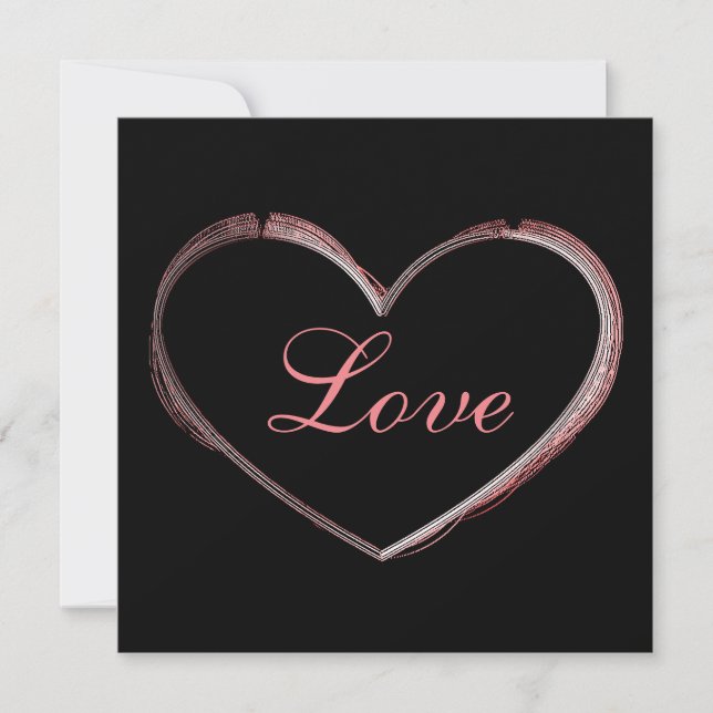 Trendy Heart Grey Calligraphy Love Wedding (Front)