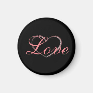Trendy Heart Grey Calligraphy Love Wedding Magnet