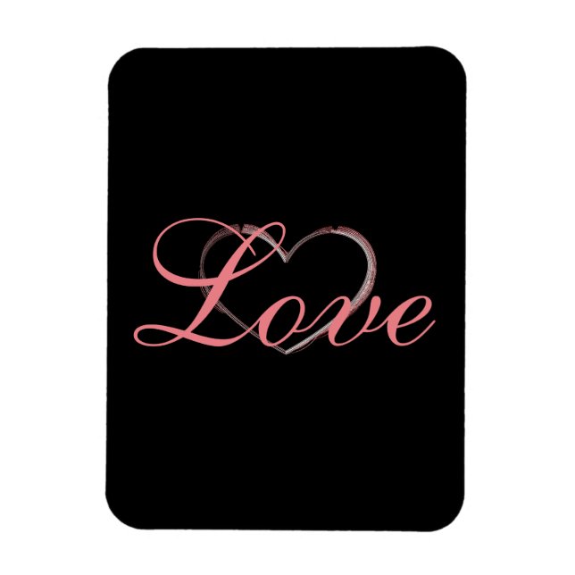 Trendy Heart Grey Calligraphy Love Wedding Magnet (Vertical)